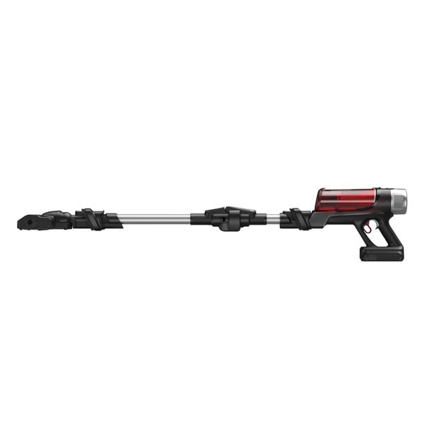 Aspirator vertical fara fir Rowenta X-Force Flex 9.60 Animal Care RH2077WO, 250W, 18.5V, autonomie 45 min, filtrare 99.9%, recipient praf 0.44 L, tub flexibil, perie cu iluminare LED, panou SmartControl, suport de perete cu incarcare, rosu & negru