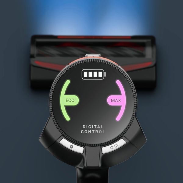 Aspirator vertical fara fir Rowenta X-Force 8.80 Animal RH1871E0, 250 W, 100 air watts, autonomie de pana la 45 minute, iluminare LED, sistem Digital Control, greutate redusa, filtrare pana la 99%, rosu & negru