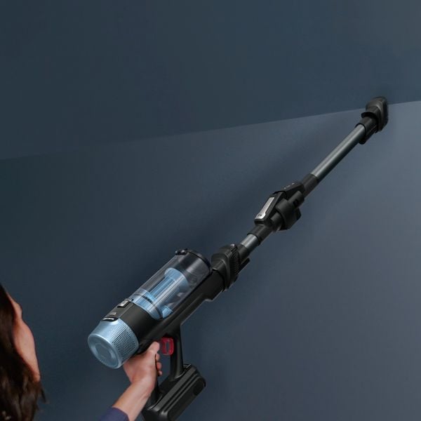 Aspirator vertical fara fir Rowenta X-Force Flex 10.80 Aqua RH7AD5E0, 300 W, 120 air watts, autonomie 60 minute, recipient praf 0.44L, functie boost, iluminare LED, sistem Smart Control, greutate redusa, filtrare pana la 99.9%, albastru & negru