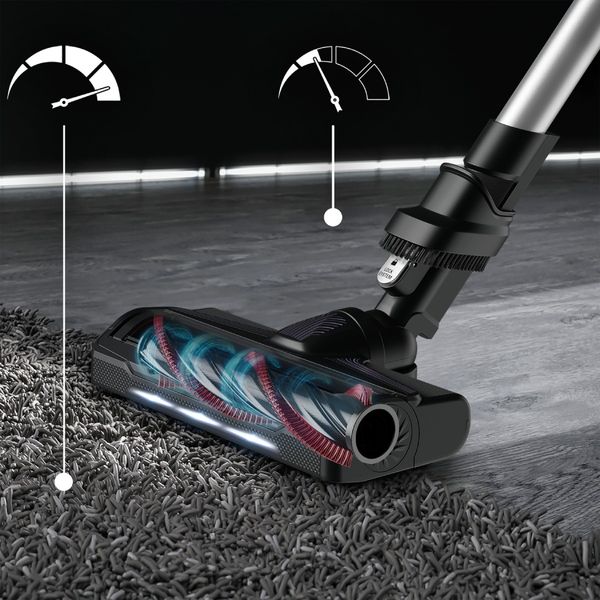 Aspirator vertical fara fir Rowenta X-Force Flex 9.60 Allergy RH2037WO, 250 W, 100 Air Watts, autonomie pana la 45 min, recipient praf 0.44 L, tehnologie Flex, Smart Control Display, perie LED, negru & albastru