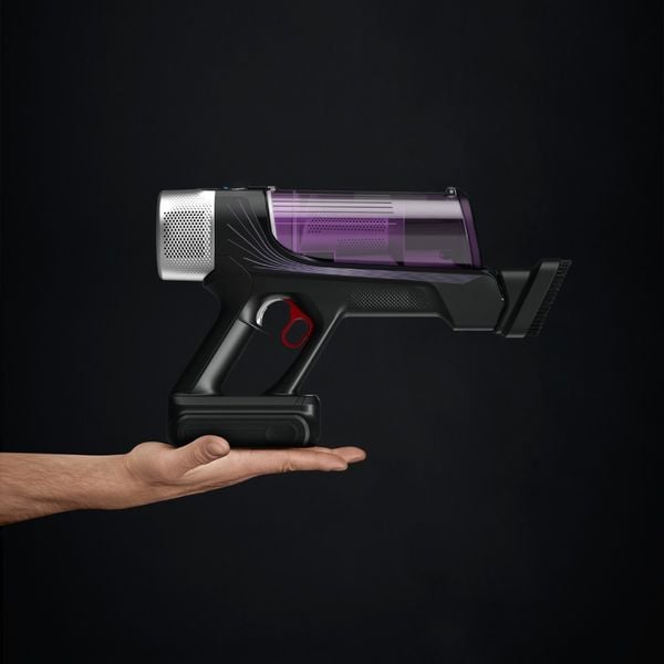 Aspirator vertical fara fir Rowenta X-Force Flex 9.60 Allergy RH2037WO, 250 W, 100 Air Watts, autonomie pana la 45 min, recipient praf 0.44 L, tehnologie Flex, Smart Control Display, perie LED, negru & albastru