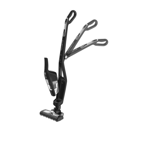 Aspirator vertical Rowenta 2 în 1 Dual Force RH6735WH, autonomie max 45 min, reîncărcare 5 ore, iluminare cu led, pliabil, recipient 0.6L, filtru spumă, negru