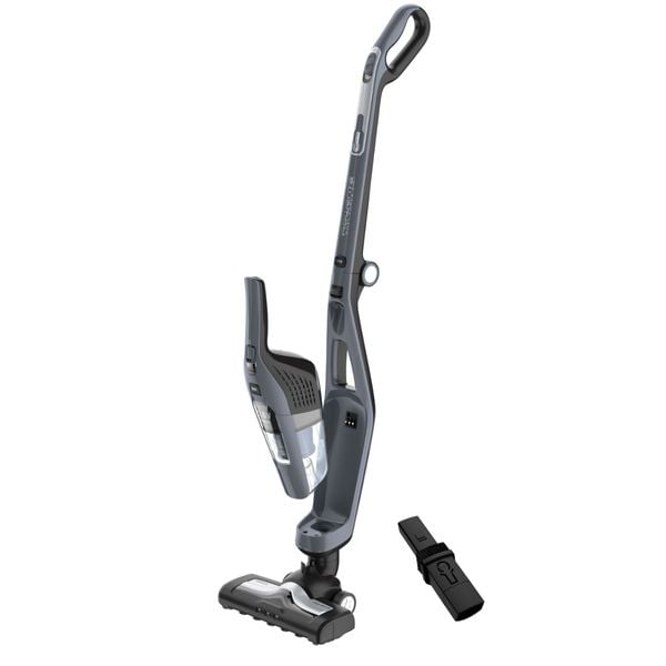 Aspirator vertical Rowenta Dual Force 2 in 1 RH6756WO, 48W, 21.6V, 0.6L, autonomie 45 min, perie de aspirare rotativa, Gri
