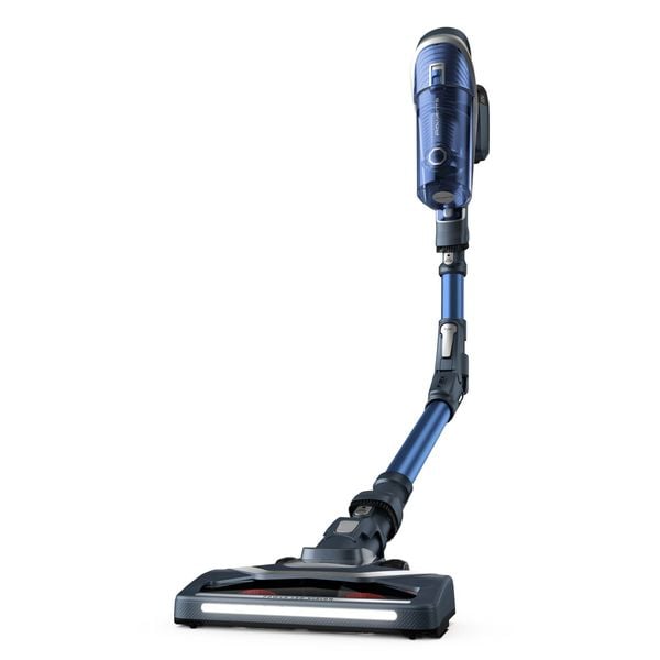 Aspirator vertical Rowenta X-Force Flex 8.60 Aqua RH9690WO, 3 in 1, putere aspirare 185Watts, autonomie max 45 min, flexibil, cap de aspirare Aqua, funcție boost, gri&albastru