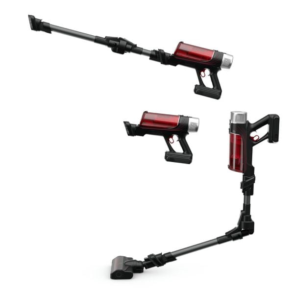 Aspirator vertical Rowenta X-Force Flex 9.60 Animal Care RH2078WO, 100 air watts, 200 W, Tub Flex, Smart Control Display, autonomie de 45 minute, Rosu/negru