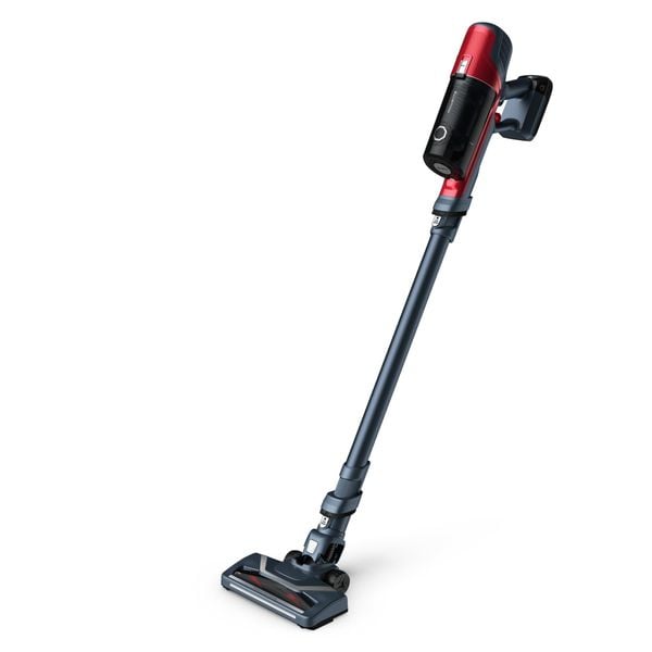 Aspirator vertical Rowenta X-Pert 6.60 Animal Care RH6878WO, 100W, 18V, autonomie 45 min, filtrare 94%, perie cu iluminare LED, recipient praf 0.55 L, accesorii animal care, functie boost, rosu & gri