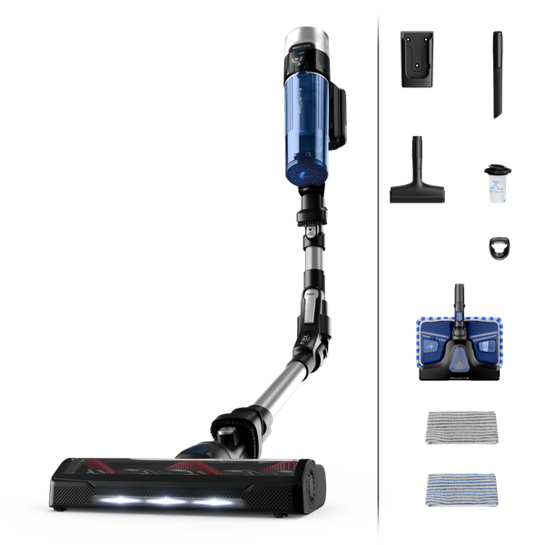 Aspirator Vertical ROWENTA X-Force Flex 9.60 Aqua RH20C0WO, 0.4l, 18V, Autonomie Maxima 45 min, Albastru-Gri