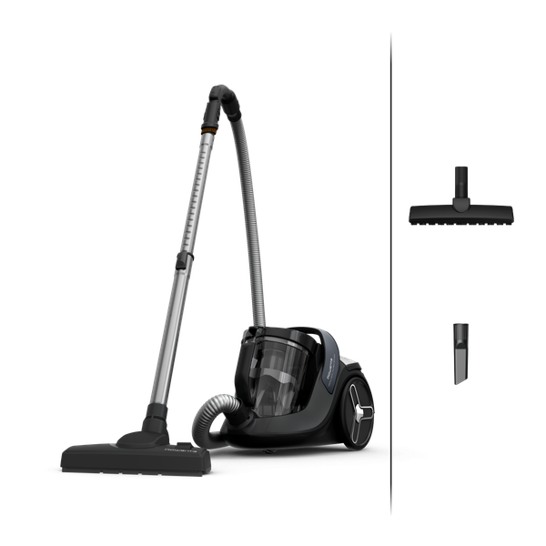 Aspirator fara sac ROWENTA Green Force Cyclonic Effitech&reg; RO7C36EA, 500 W, recipient pentru praf 2.5 L, design eco, filtrare tip HEPA, negru & gri