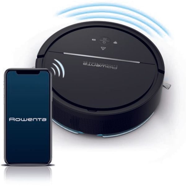 Aspirator robot ROWENTA X-Plorer Animal Serie 80 RR7755WH, 33W, recipient 0.7l, compatibil cu smartphone-ul, perie Animal Turbo, functie mapare, programabil, Sistem Aqua Force,  Negru