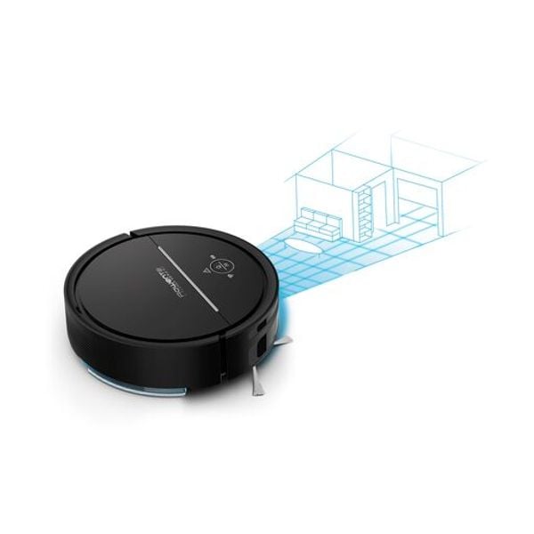 Aspirator robot ROWENTA X-Plorer Animal Serie 80 RR7755WH, 33W, recipient 0.7l, compatibil cu smartphone-ul, perie Animal Turbo, functie mapare, programabil, Sistem Aqua Force,  Negru