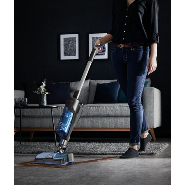 Aspirator vertical fără fir Rowenta X-COMBO GZ3038WO, 215 W, 2 in 1, Tehnologie Aerospin, autonomie 60 minute, timp de incarcare 4 ore, functie boost, recipient praf 0.55L , Negru/ albastru