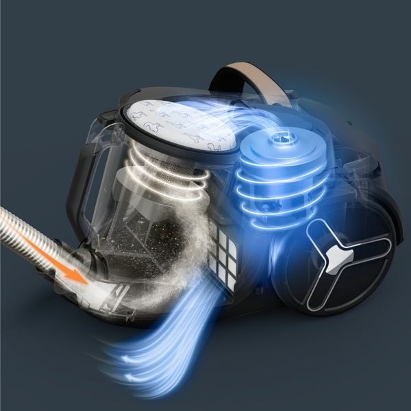 Aspirator fara sac Rowenta Silence Force Cyclonic 8 RO7C44E0, 900 W, recipient praf 2.5 L, nivel zgomot 66 dB, raza de actiune 9 m, filtrare HEPA 99.98%, perie PowerGlide Silent, perie parchet, accesoriu flexibil XL, duza tapiterie, negru & maro