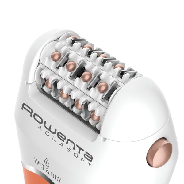 Epilator Rowenta Aqua Soft EP4920F0, 40 min autonomie, Wet&Dry, 4 accesorii, Skin Respect technology, bile pentru masaj, corai
