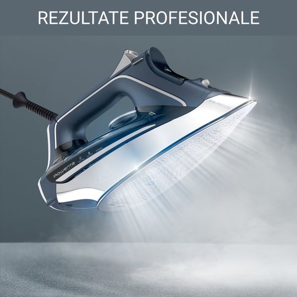 Fier de calcat cu abur Rowenta Pro Master DW8221D1, 2800 W, jet de abur 200 g/min, abur variabil 0-50 g/min, rezervor apa 310 ml, talpa Microsteam 400 HD Laser, functie antipicurare, functie autosteam, abur vertical, albastru & gri