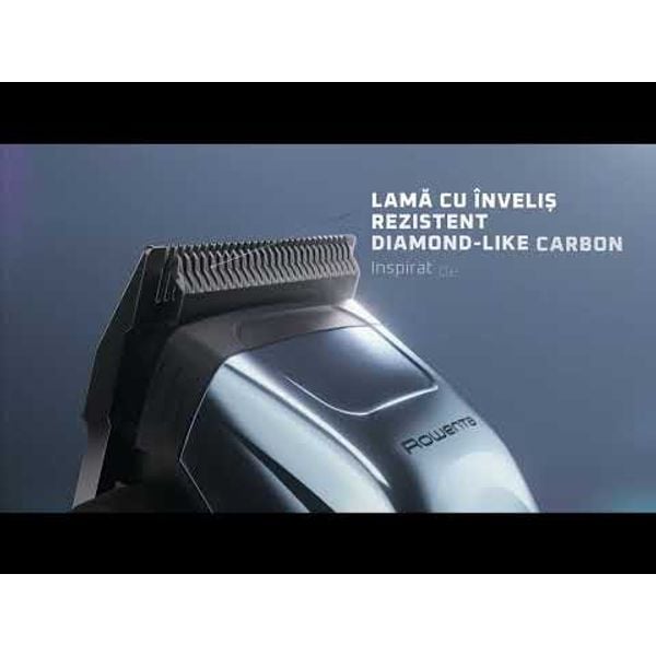 Aparat de tuns pentru contur si detalii Rowenta Barber Experience TN1851E0, lame inox, 6500 rpm, autonomie 90 minute, 0.5 - 5 mm,incarcare rapida, negru & gri