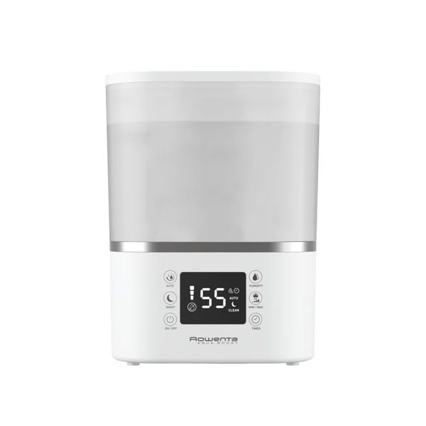 Umidificator Rowenta Aqua Boost HU4020F0, acoperire 50 m2, flux de aer de 380 ml/h, rezervor 2.5L, ecran LED, timer, Alb/argintiu