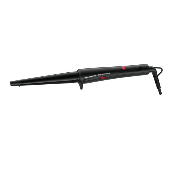 Ondulator de păr conic Rowenta Karl Lagerfeld CF324LF0, înveliș, Keratin & Glow, 120-200 °C, mănușă de protecție, negru&roșu
