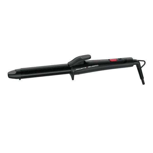 Ondulator de par Rowenta Karl Lagerfeld CF321LF0, înveliș exclusiv Keratin & Glow, 200°C, cablul 1.8m, negru&roșu