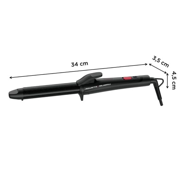 Ondulator de par Rowenta Karl Lagerfeld CF321LF0, înveliș exclusiv Keratin & Glow, 200°C, cablul 1.8m, negru&roșu