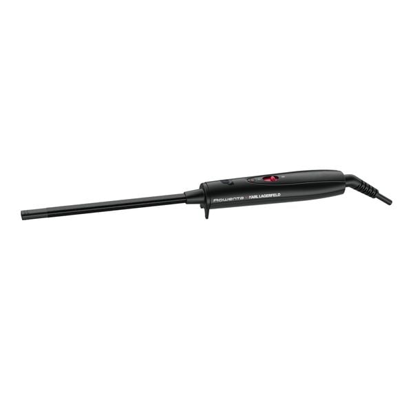 Ondulator de păr Rowenta Karl Lagerfeld Curls Forever CF311LF0, diametru 10mm, 180° C, învelis Keratin&Shine, încalzire rapidă, mănușă de protecție, cablul 1.8m, negru&roșu