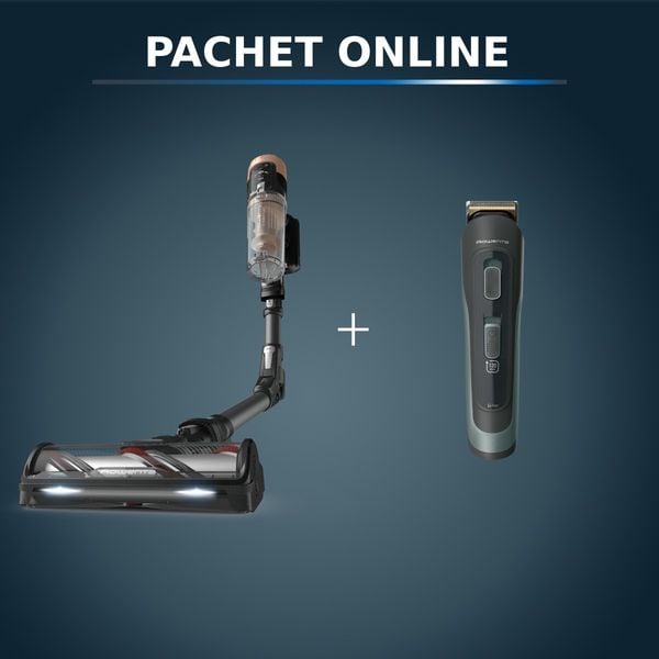 Pachet PROMO Aspirator vertical fara fir X-Force Flex 14.80 Animal RH9B74WO & Aparat de tuns multifunctional Rowenta Selectium 15 in 1 TN9444E0