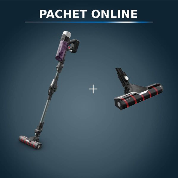 Pachet PROMO Aspirator vertical Rowenta X-Force Flex 9.60 Allergy RH2048WO & Cap de aspirare cu perie pentru parchet Rowenta ZR045010