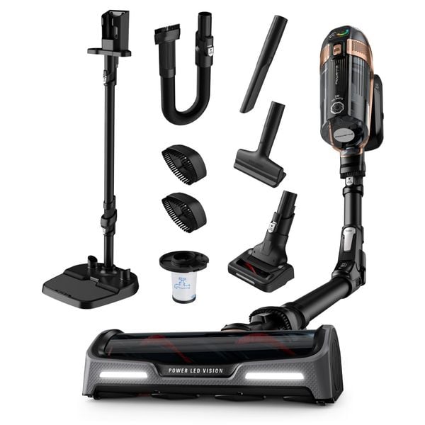 Pachet PROMO Aspirator vertical Rowenta X-Force Flex15.60 RH99F1WO & Perie rotativă Rowenta Brush Activ' Volume&Shine 2 CF9530