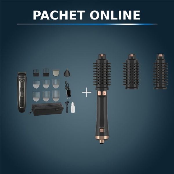 Pachet PROMO Peria rotativă cu aer cald Rowenta Ultimate Experience CF9620F0 si Aparat de tuns multifunctional Rowenta x Karl Lagerfeld Trim & Style 12 in 1 TN911LF0