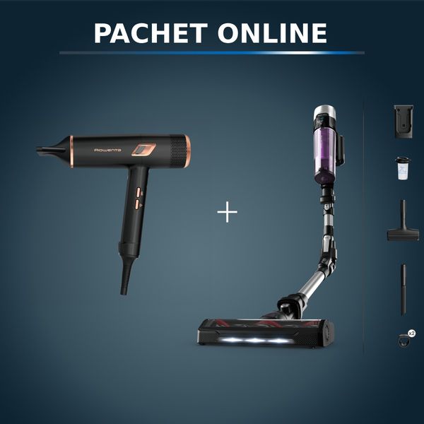 Pachet PROMO Uscator de par Rowenta Ultimate Experience Maestria CV9920F3 & Aspirator vertical fara fir Rowenta X-Force Flex 9.60 Allergy RH2037WO
