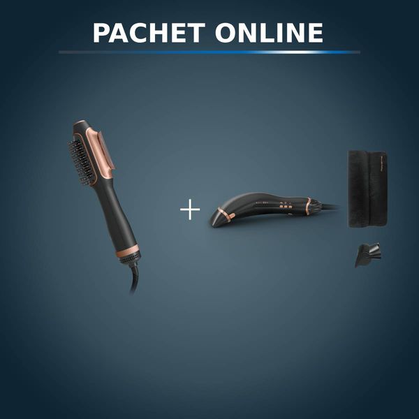 Pachet PROMO Uscător de păr și perie cu aer cald Rowenta Reverso 2 &icirc;n 1 CF9840F0 & Uscător de păr Rowenta Ultimate Experience Air Motion CF8C20E0