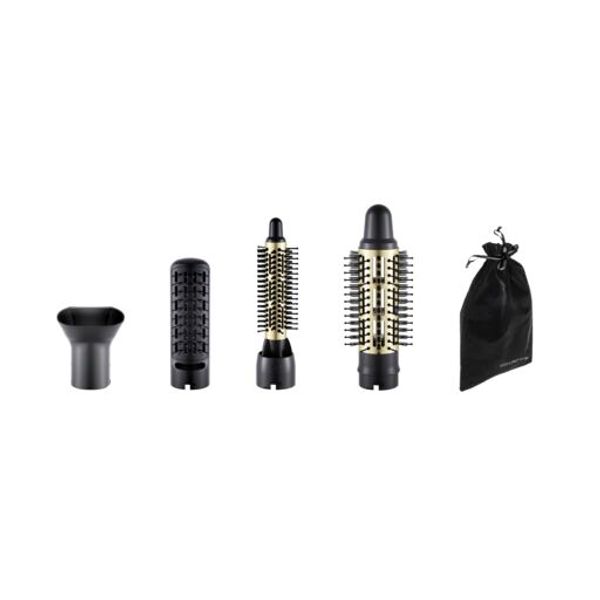 Perie cu aer cald Rowenta Express Style CF6330F0, 3 accesorii, invelis ceramic, cablu rotativ 360°, negru & auriu
