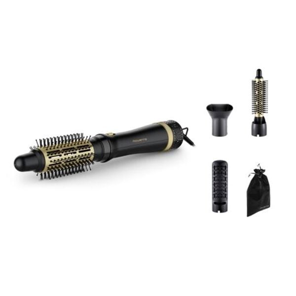 Perie cu aer cald Rowenta Express Style CF6330F0, 3 accesorii, invelis ceramic, cablu rotativ 360°, negru & auriu
