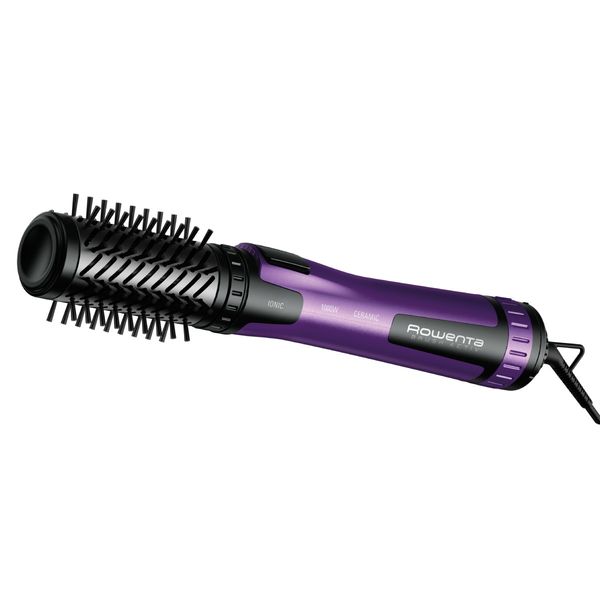 Perie rotativa cu aer cald Rowenta Brush Activ' CF9525F0, 1000W, 2 perii rotative, 2 trepte de temperatura si viteza, functie jet de aer rece, generator de ioni, invelis ceramic, negru & violet