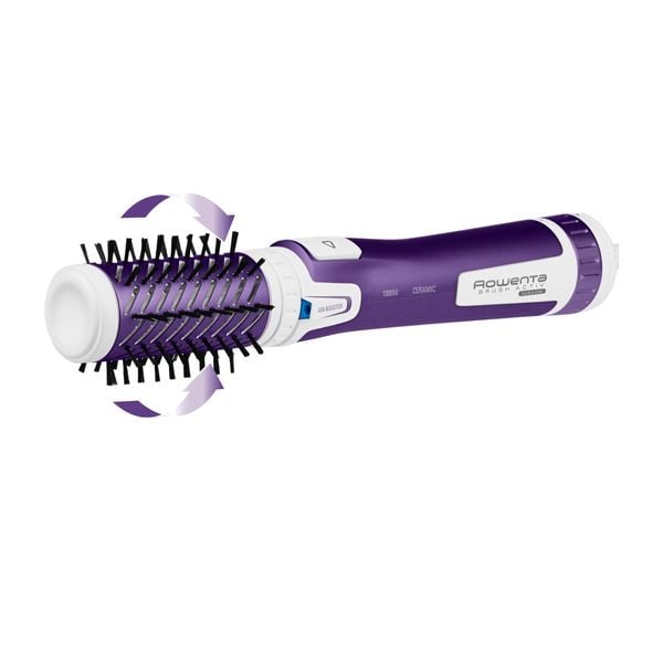 Perie rotativă Rowenta Brush Activ' Volume&Shine 2 CF9530F0, 1000W, 2 setări de temperatură si viteză, ionizare, 2 perii,  &icirc;nveliş ceramic, mov