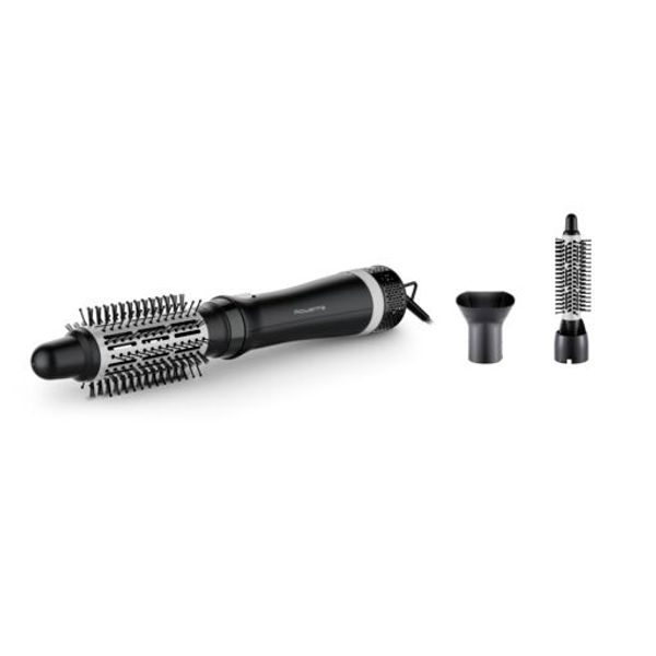 Perie cu aer cald Express Style CF6320F0, 3 accesorii, cablu rotativ 360°, negru & argintiu