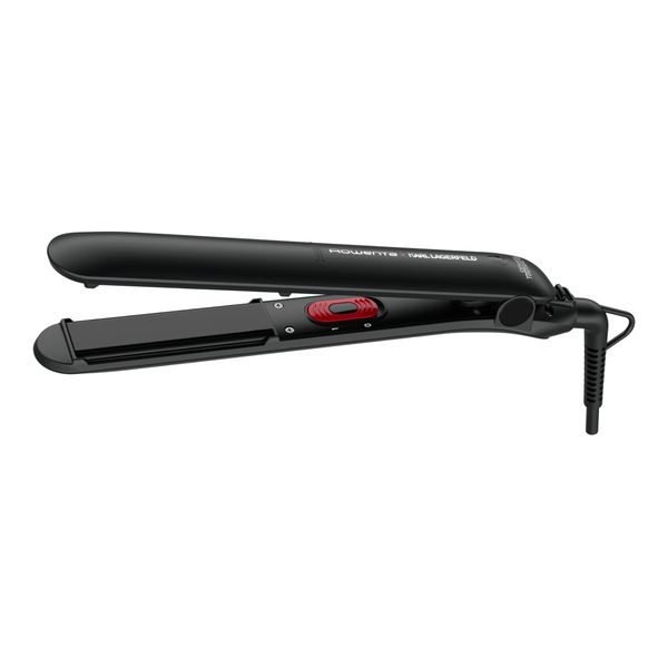 Placă de păr Rowenta EasyLiss Karl Lagerfeld SF161LF0, înveliș Ceramic Tourmaline, 200 °C, Funcția Straight & Curl, negru