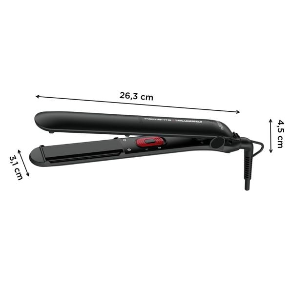 Placă de păr Rowenta EasyLiss Karl Lagerfeld SF161LF0, înveliș Ceramic Tourmaline, 200 °C, Funcția Straight & Curl, negru