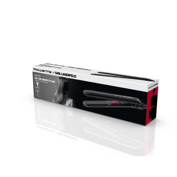 Placă de păr Rowenta EasyLiss Karl Lagerfeld SF161LF0, înveliș Ceramic Tourmaline, 200 °C, Funcția Straight & Curl, negru
