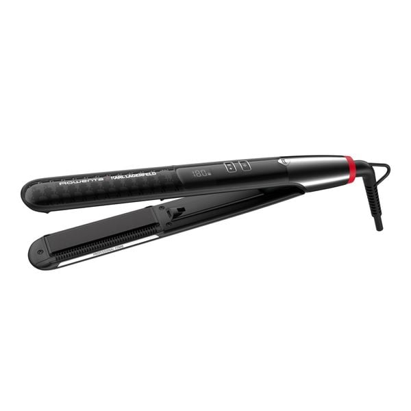 Placă de păr Rowenta X Karl Lagerfeld SF466LF0, înveliș Keratin & Glow, plăci flotante, 140 - 210 grade, ecran LCD, negru
