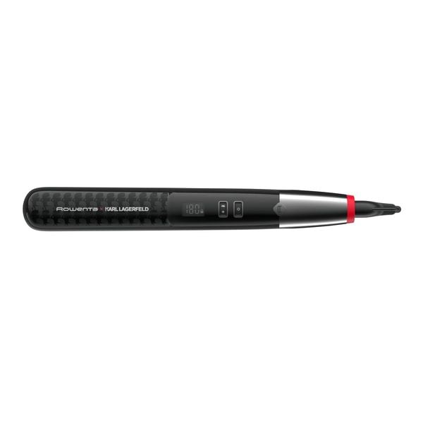Placă de păr Rowenta X Karl Lagerfeld SF466LF0, înveliș Keratin & Glow, plăci flotante, 140 - 210 grade, ecran LCD, negru