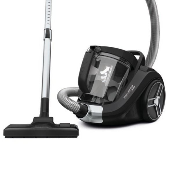 Aspirator fara sac Rowenta Compact Power XXL RO4855EA, 550W, tehnologie mono-ciclonica, capacitate rezervor 2.5L, cablu 6.2m, negru/gri