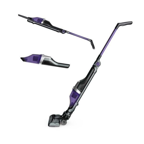Aspirator vertical Rowenta X-TREM Compact 2 in 1 RH1238WO, 145W, tehnologie Flex, autonomie 40 minute, timp incarcare 4h, cap de aspirare, iluminare LED, recipient praf 0.4L, violet / negru