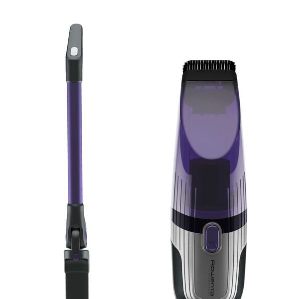 Aspirator vertical Rowenta X-TREM Compact 2 in 1 RH1238WO, 145W, tehnologie Flex, autonomie 40 minute, timp incarcare 4h, cap de aspirare, iluminare LED, recipient praf 0.4L, violet / negru