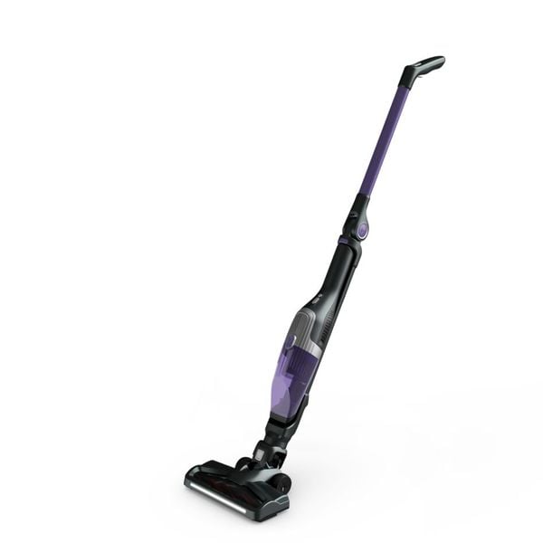 Aspirator vertical Rowenta X-TREM Compact 2 in 1 RH1238WO, 145W, tehnologie Flex, autonomie 40 minute, timp incarcare 4h, cap de aspirare, iluminare LED, recipient praf 0.4L, violet / negru
