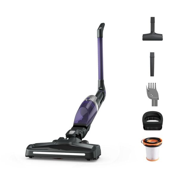 Aspirator vertical Rowenta X-TREM Compact 2 in 1 RH1238WO, 145W, tehnologie Flex, autonomie 40 minute, timp incarcare 4h, cap de aspirare, iluminare LED, recipient praf 0.4L, violet / negru