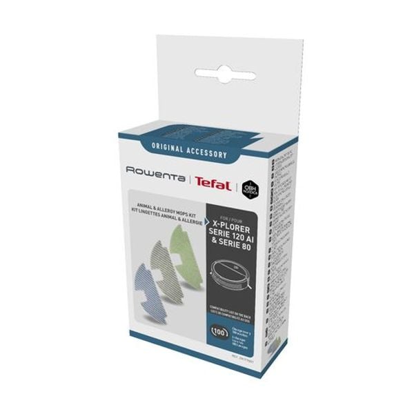 Kit 3 mopuri din microfibra Rowenta ZR177007, compatibile cu aspiratoarele robot Rowenta X-Plorer Serie 80 si 120, seriile RR77xx si RR78xx