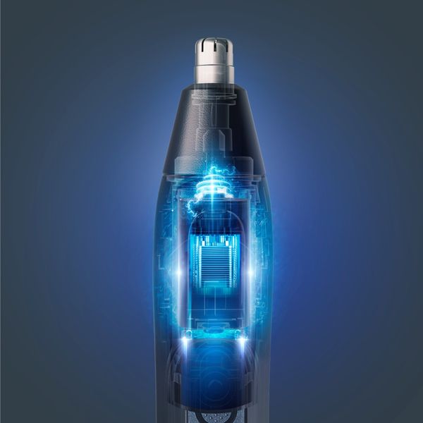 Trimmer pentru nas & urechi Rowenta Performance TN3720E0, autonomie 3 ore, 7300 rpm, tehnologie Wet & Dry, sistem de blocare, albastru  