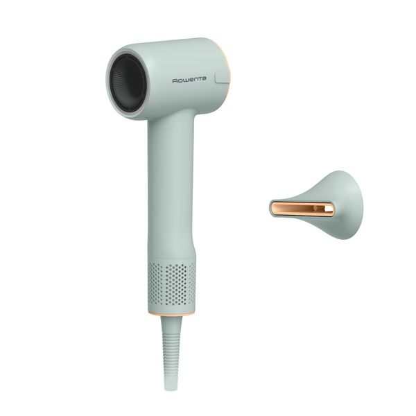 Uscator de par Rowenta Blumia HY5N12E0, 1300 W, 3 setari de temperatura, 2 trepte de viteza, generator de ioni, concentrator magnetic, design compact, verde