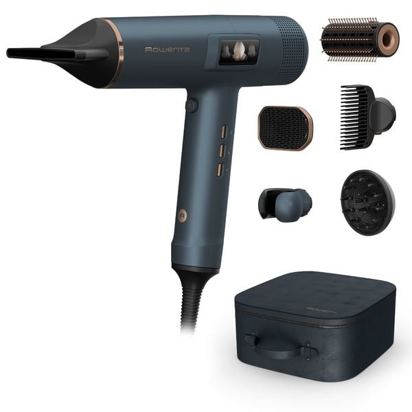 Uscator de par Rowenta Maestria For You HY9430E0, 1800W, 3 setari de temperatura, 3 trepte de viteza, mod manual, invelis ceramic, generator de ioni, 6 accesorii, verde