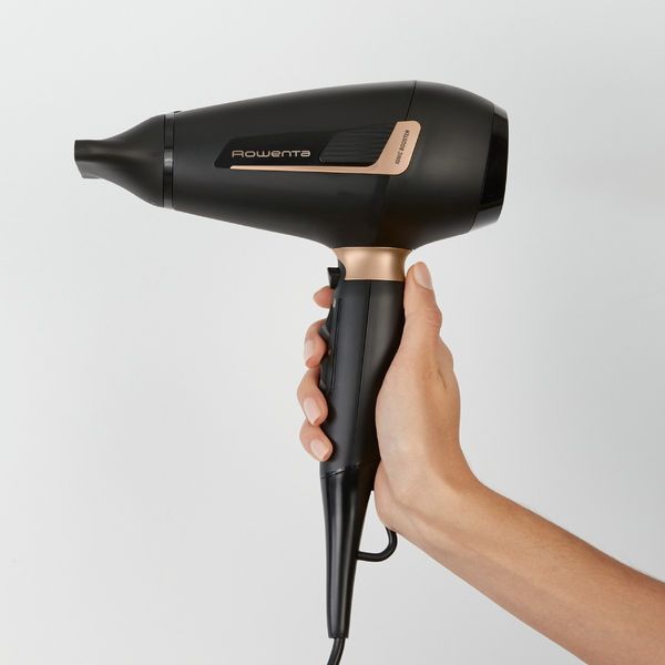 Uscator de par Rowenta Pro Expert CV8840F0, 2200 W, 3 trepte de temperatura, 2 trepte de viteza, jet de aer rece, 2 concentratoare, 1 diffuser, negru